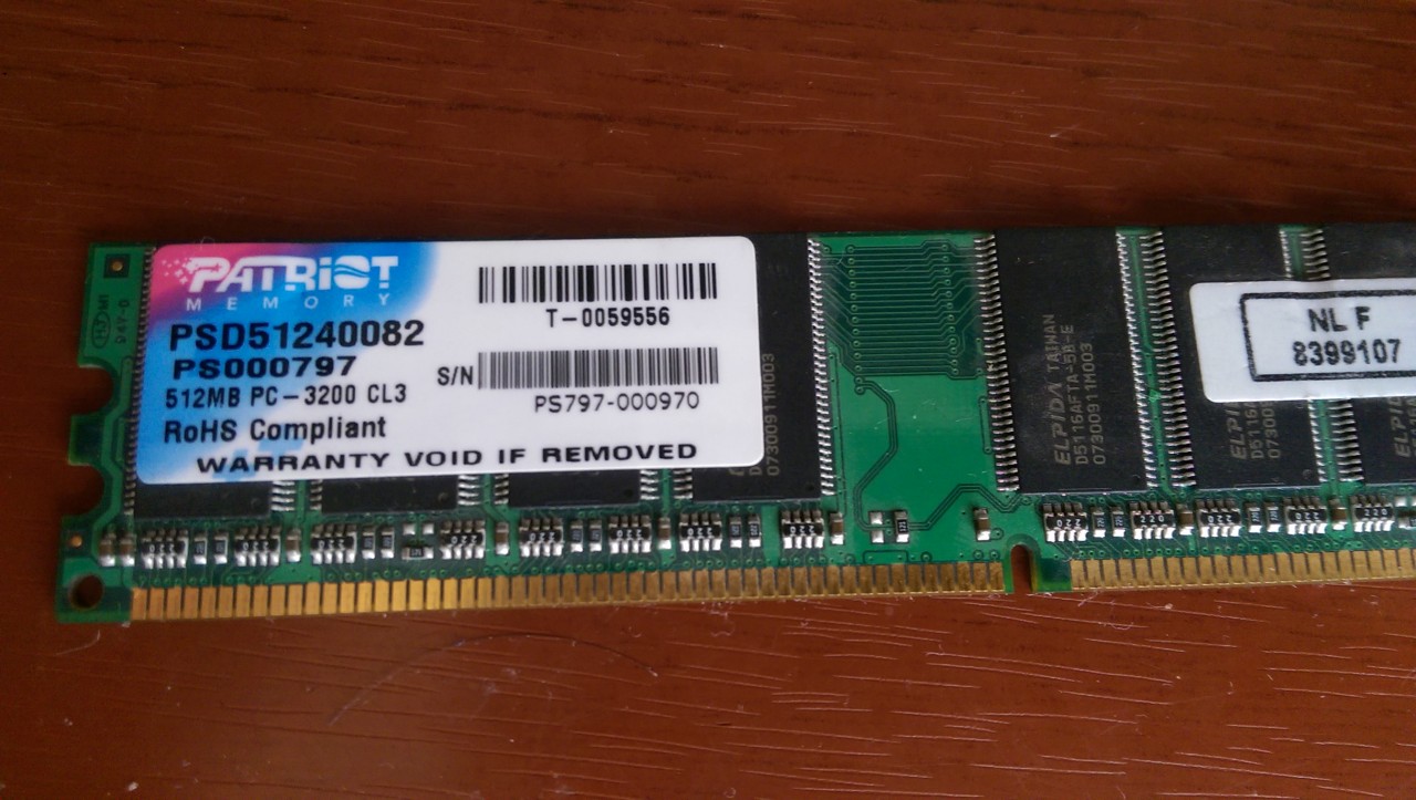 Оперативная память PATRIOT 512MB PC-3200