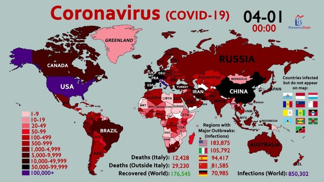 World Map Timelapse of the Coronavirus (January 20 to April 1)